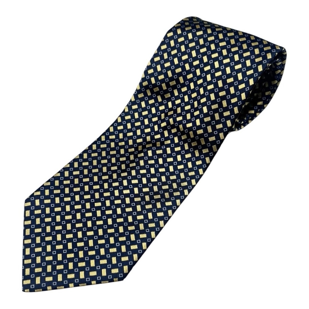 Tommy Hilfiger Navy Blue & Gold Silk Tie‎
